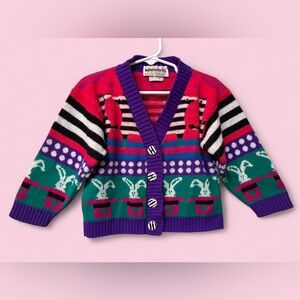 VTG 80s Knitwaves MINIWAVES Cardigan Kids 3T Zebra + Magic Bunny Pattern